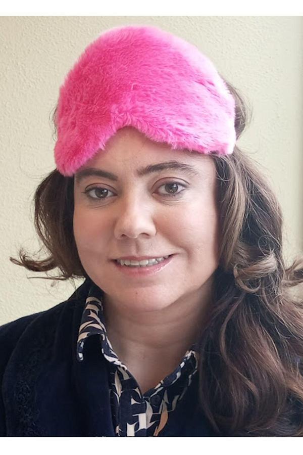 Caş Dekorasyon Fuşya Renk Kalp Figürlü Peluş Uyku Bandı - Image 1