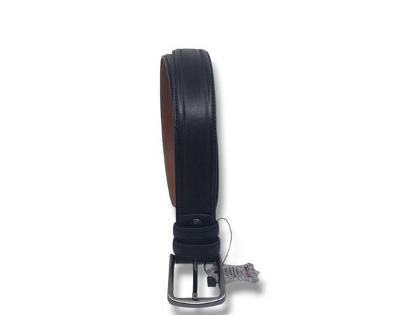 Zerhan 2555 Erkek Siyah Hakiki Deri Kumaş Kemeri 3,5 cm - Image 1
