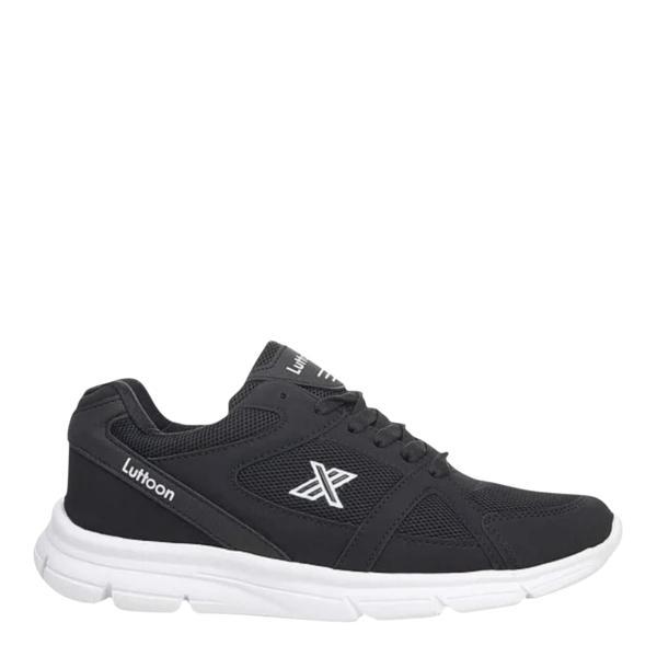 Lutton 2510 Unisex Siyah Bağcıklı File Yürüyüş Koşu Büyük Numara Spor Ayakkabı 45 46 47 48 - Image 1