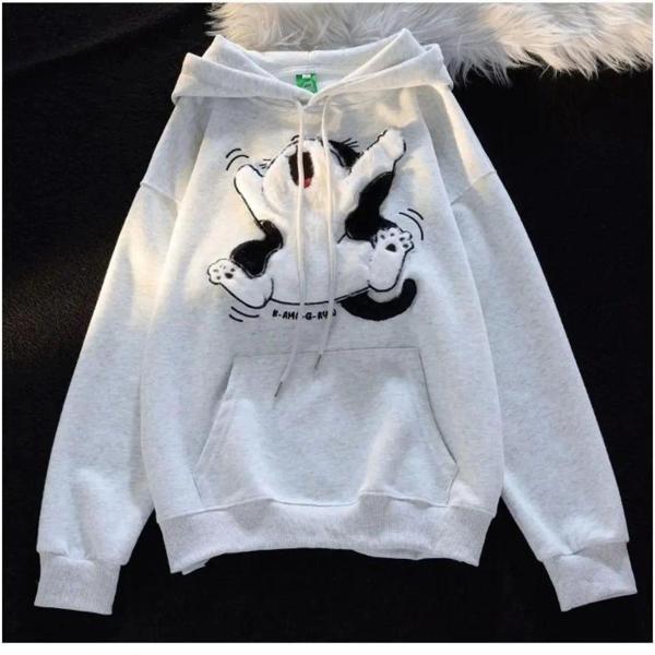 3 iplik şardonlu oversize compact peluş baskılı sweat beyaz - Image 1