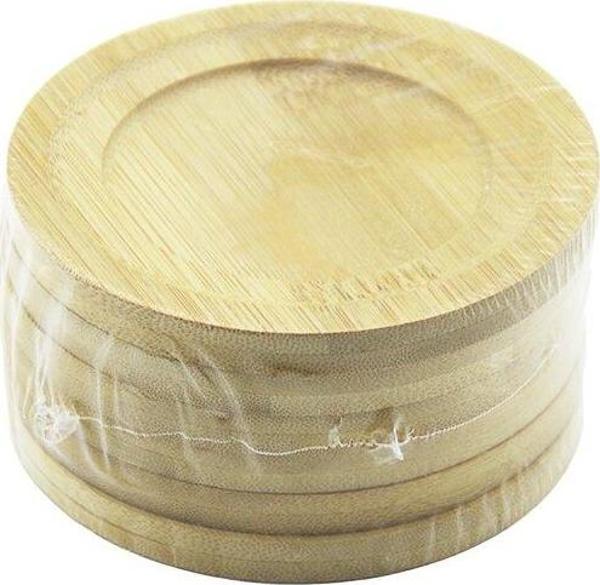 YUVARLAK= ÇAP: 9.7CM 6PCS BAMBU - AHŞAP ÇAY TABAK (5060) - Image 1