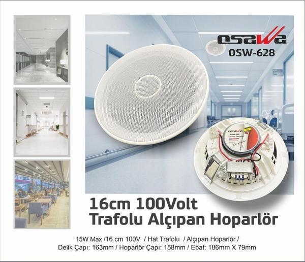 OSAWA OSW-628 16CM TWEETERLİ 100 VOLT TRAFOLU ALÇIPAN HOPARLÖR  GO50609110770 - Image 1