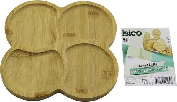 KARE 4 YUVARLAK KÖŞELİ - BÖLMELİ AHŞAP BAMBU SERVİS SUNUM TEPSİ - TAHTASI 20 X 20 X 1.4CM (5060) - Image 1