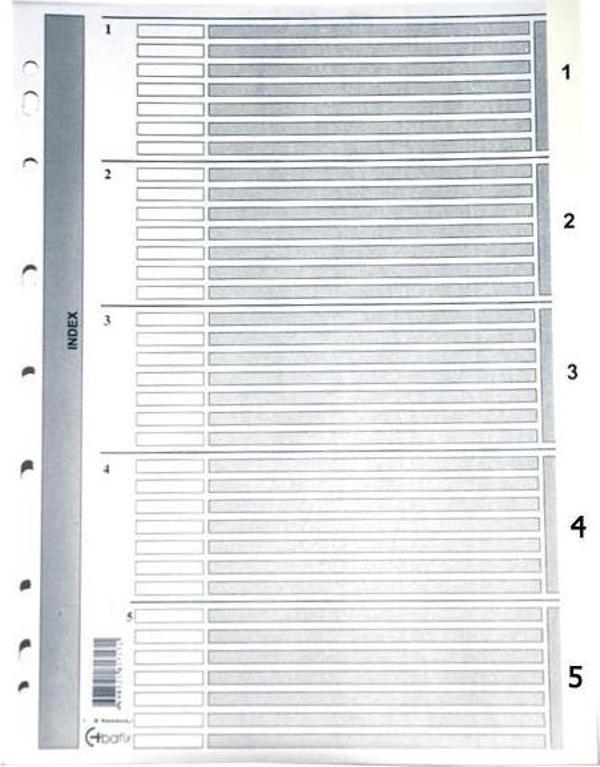 Bafix Seperatör 1-5 Rakamlı Karton A4 (50 Li Paket) - Image 1