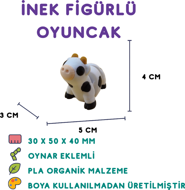 İnek Figür - 3D Sevimli Hayvan Oyuncak - Image 1