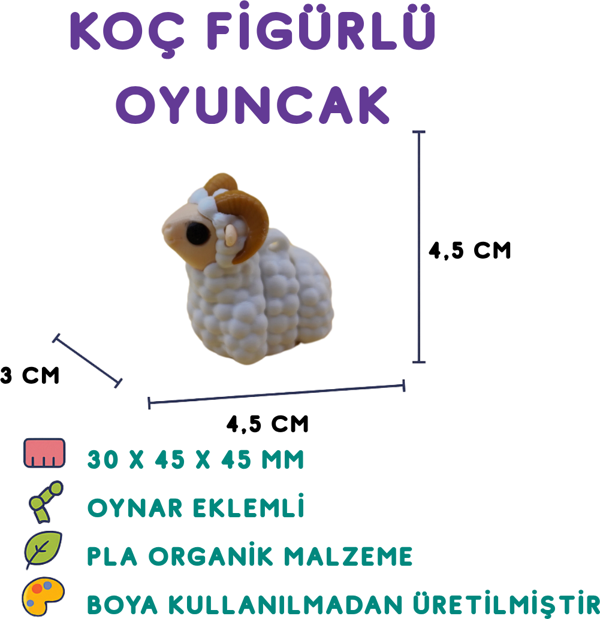 Beyaz Koç Figür - 3D Mini Koç Oyuncak - Image 1