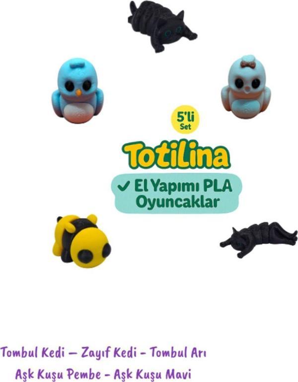 5li Set Tombul Kedi – Zayıf Kedi - Tombul Arı Aşk Kuşu Pembe - Aşk Kuşu Mavi - Image 1