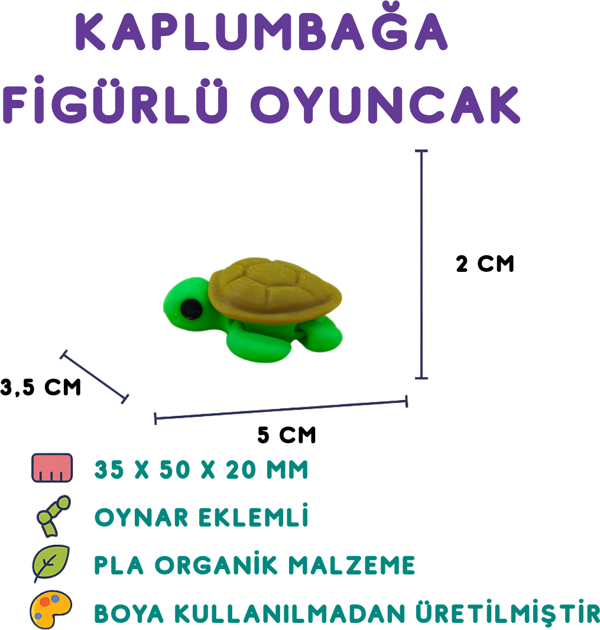 Kaplumbağa Figür - 3D Sakin Hayvan Mini Oyuncak - Image 1