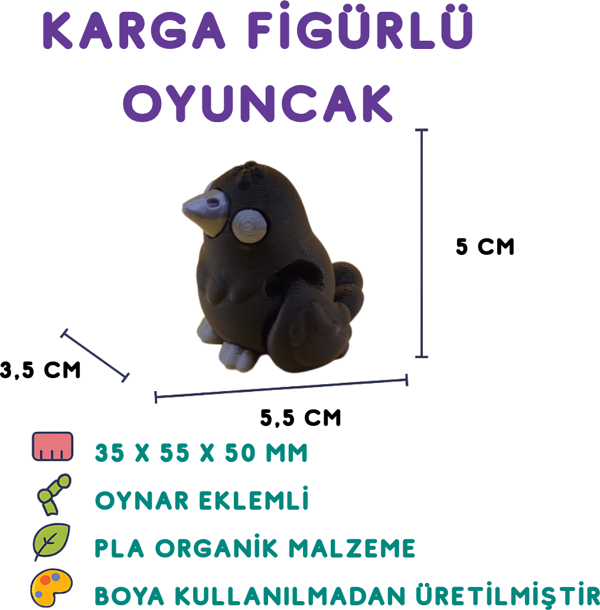Karga Figür - 3D Kuş Temalı Mini Oyuncak - Image 1