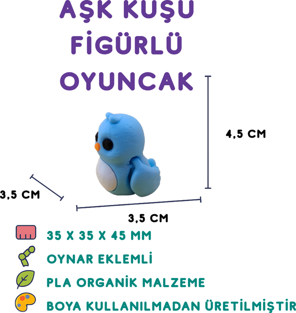Mavi Aşk Kuşu - Aşk Temalı 3D Mini Figür - Image 1
