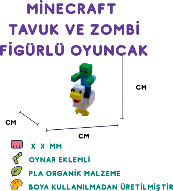 Minecraft Tavuk Zombi - Minecraft Temalı 3D Figür - Image 1