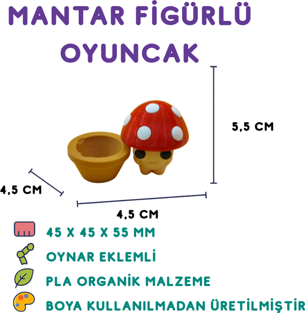 Kırmızı Mantar - 3D Dekoratif Mini Figür - Image 1