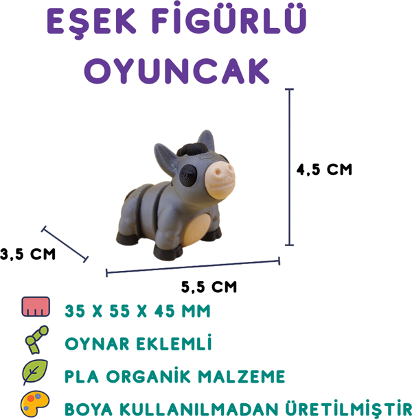 Eşek Figür - 3D Sevimli Hayvan Oyuncak - Image 1
