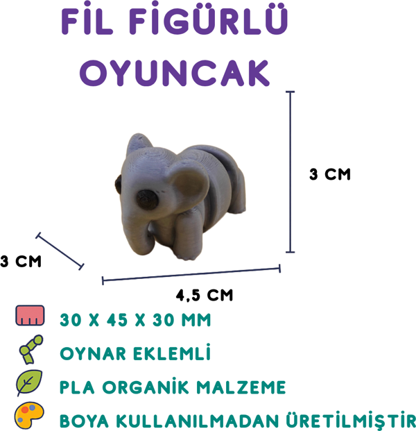 Fil Figür - 3D Sevimli Hayvan Oyuncak - Image 1