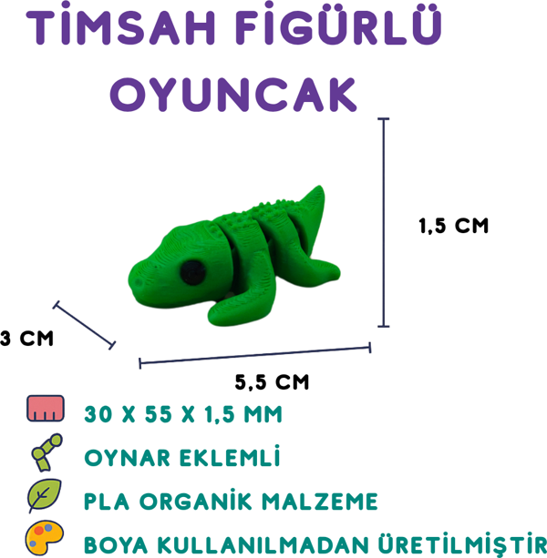Timsah Figür - 3D Sevimli Su Canlısı Oyuncağı - Image 1