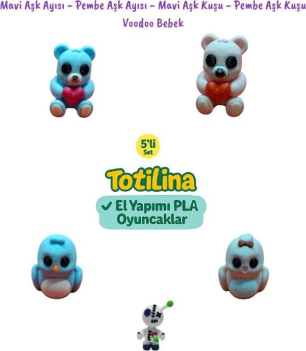 5li Set Mavi Aşk Ayısı - Pembe Aşk Ayısı - Mavi Aşk Kuşu - Pembe Aşk Kuşu Voodoo Bebek - Image 1