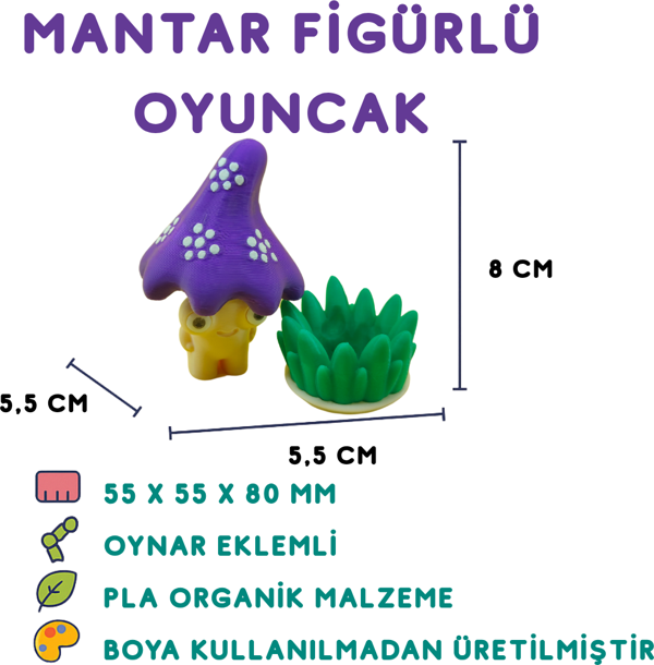 Mor Mantar - 3D Dekoratif Mini Figür - Image 1