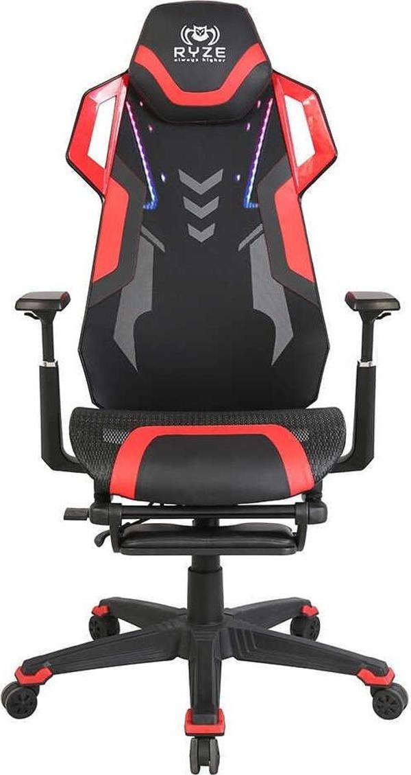 RYZE Techno-Cool Oyuncu Koltuğu - RGB - Siyah/Kırmızı 74x119-129x51 cm - Image 1