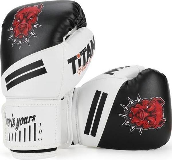 Titan Sport Siyah Beyaz Pitbull Desenli Boks Eldiveni - Image 1