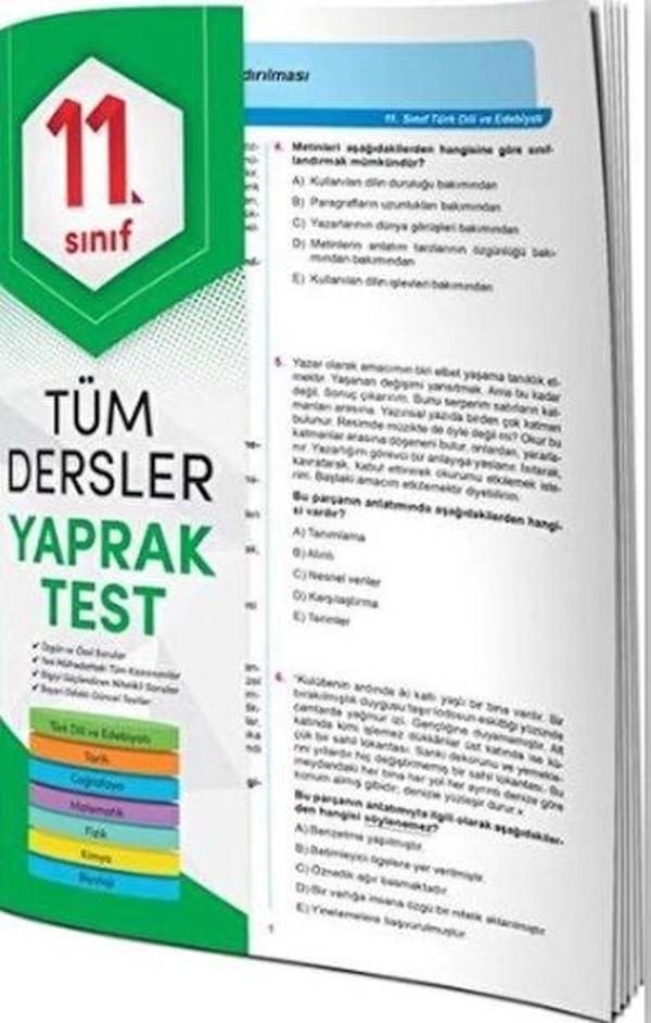 11. Sınıf Tüm Dersler Yaprak Test - 4 Element Yayınları - Image 1