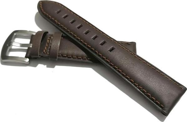 Fado &Her Saate Uyumlu Hakiki Kahverengi   Düz  Deri Saat Kordonu 22  Mm  (61 ) - Image 1