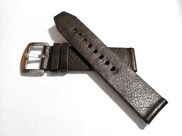 Fado Saate Uyumlu Hakiki Grizi Deri Saat Kordonu 22  Mm  (166)  Koyu Kahverengi - Image 1