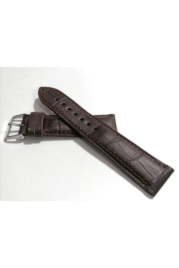 Fado Kahverengi Yarım  Kroko Hakiki Deri Saat Kordonu  22  Mm Kayış - Image 1
