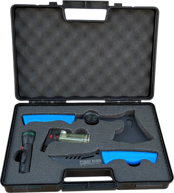 Fixio FK1013 4 Parça Kamp Seti (Kamp Baltası, Kamp Bıçağı, Pürmüz Çakmak, El Feneri, Taşıma Çantası) - Image 1