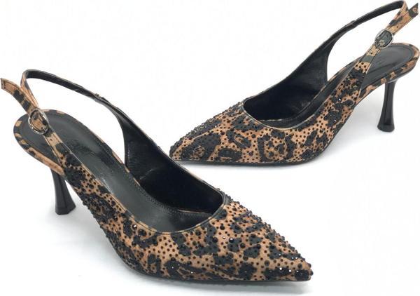 Feles Taş Detaylı Arkası Açık Stiletto Kadın Topuklu Ayakkabı - Image 1