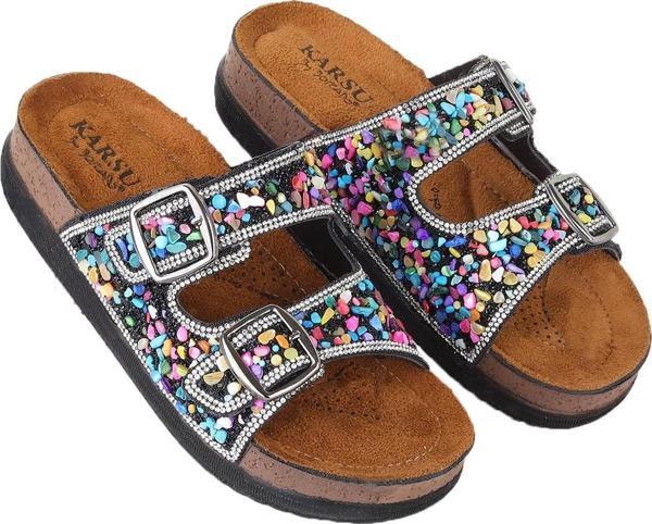 Vojo Guca Ortopedik Doğal Taşlı Çift Tokalı Kadın Terlik - Image 1