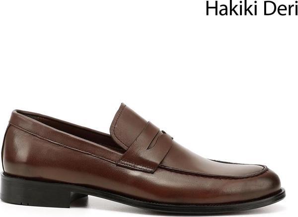 Erkek Kahve Antik Kösele Taban Hakiki Deri Loafer Ayakkabı - Image 1