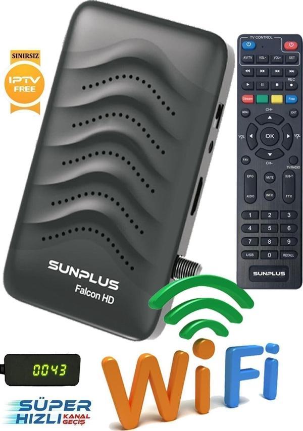 Sunplus Falcon Çanaklı-Çanaksız Wi-fi Dahil Full Hd Sınırsız Sinema Paketli Uydu Alıcısı - Image 1