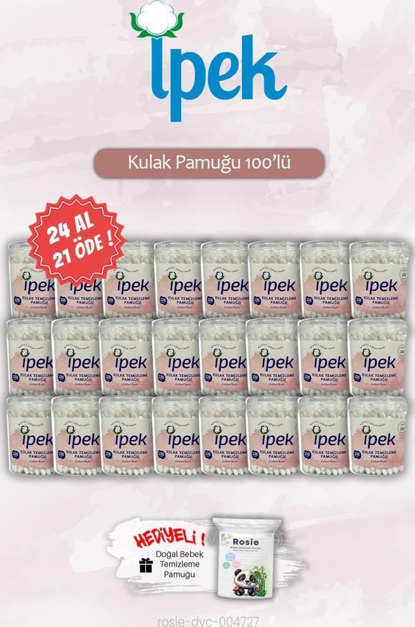 İpek 24 AL 21 ÖDE Kulak Pamuğu 100'lü, ROSIE Hediye - Image 1