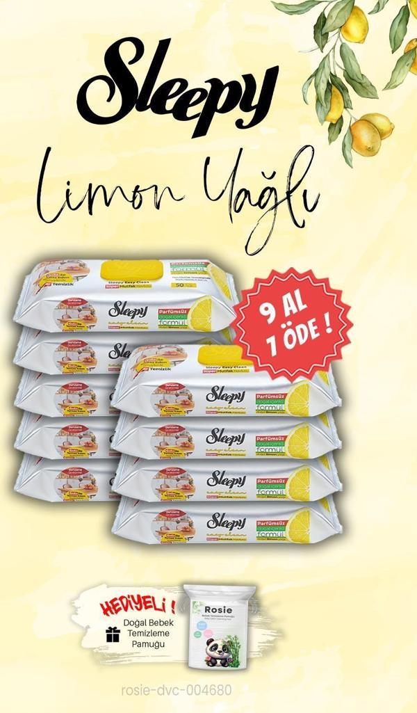 9 AL 7 ÖDE Sleepy Mutfak Havlusu Limon Yağlı 50 Yaprak, ROSIE Hediye - Image 1