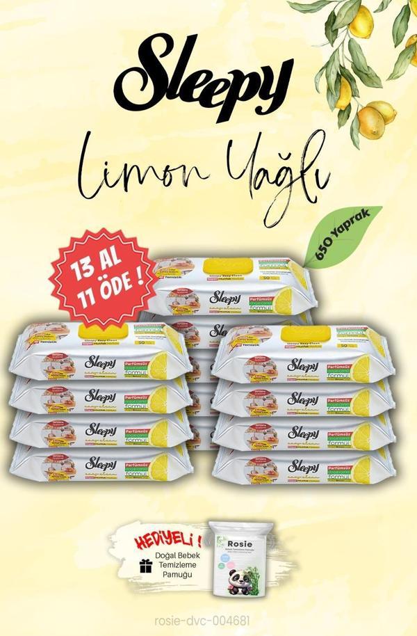 Mutfak Havlusu Limon Yağlı 13 AL 11 ÖDE Sleepy 650 Yaprak, ROSIE Hediye - Image 1