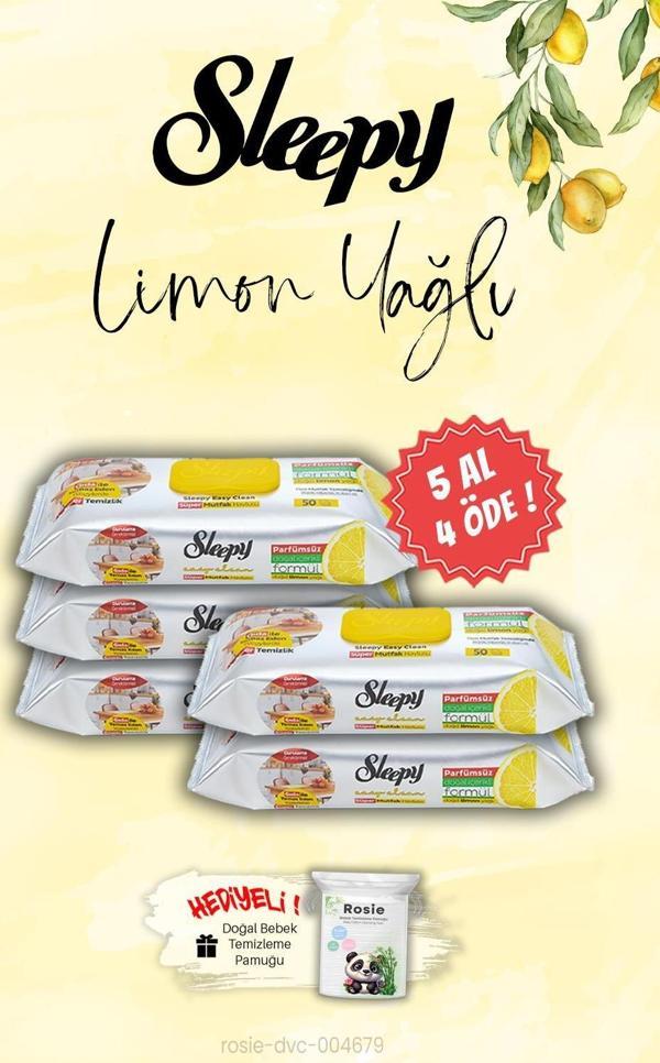 Sleepy 5 AL 4 ÖDE Mutfak Havlusu Limon Yağlı 50 Yaprak, ROSIE Hediye - Image 1