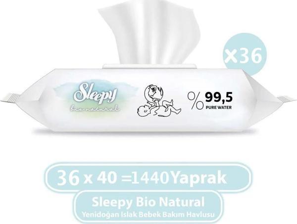 Sleepy Bio Natural Yenidoğan Islak Bebek Bakım Havlusu 36x40 (1440 Yaprak) - Image 1