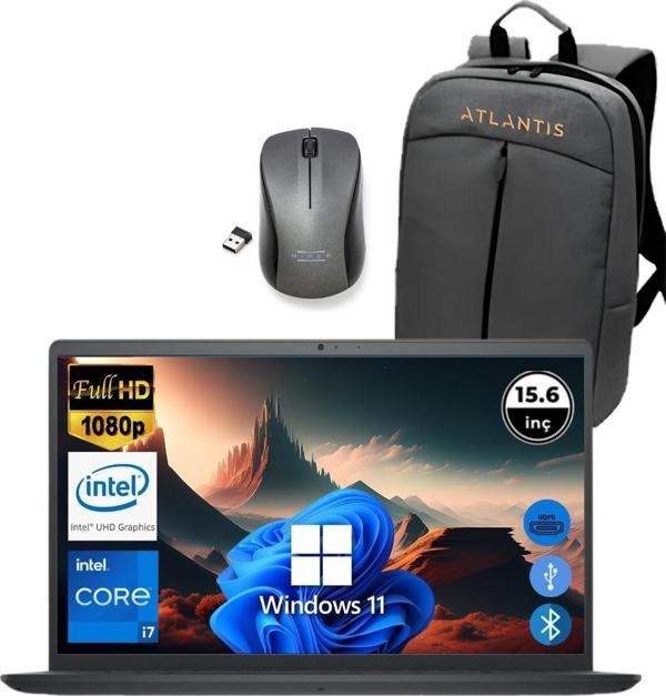 Dell Inspiron 3520 i7 1255U 8GB 1TB M.2 SSD I35201013U ATL213 O/B 15.6" Win11Pro Taşınabilir Bilgisayar+Çanta+Mouse - Image 1