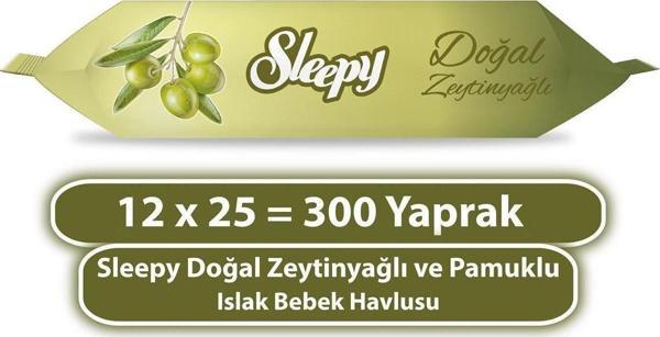 Sleepy Doğal Zeytinyağlı Ve Pamuklu Islak Bebek Havlusu 12x25 (300 YAPRAK) - Image 1