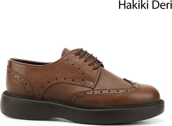 Erkek Taba Floter Bağcıklı Hakiki Deri Klasik Ayakkabı - Image 1