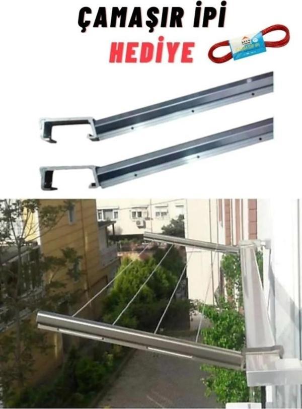Kare Alüminyum Balkon Çamaşırlık Kurutmalık Çamaşır Askısı (İP HEDİYELİ) CK-0130 - Image 1