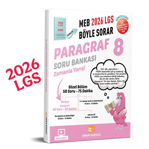 8. Sınıf 2026 Lgs Meb Böyle Sorar PARAGRAF Soru Bankası Video Çözümlü - sinan kuzucu - Sinan Kuzucu Yayınları - Image 1