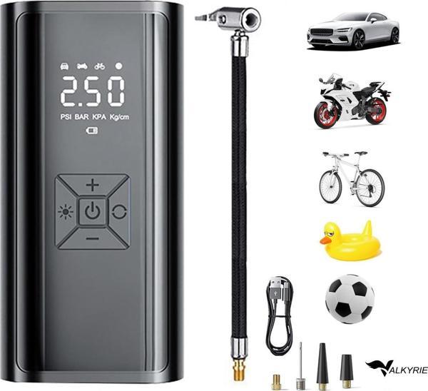 Valkyrie 100W 6000mAh Şarjlı Araba Lastik Hava Pompası LED Işıklı Çok Amaçlı Bisiklet Yatak Top Pompası - Image 1