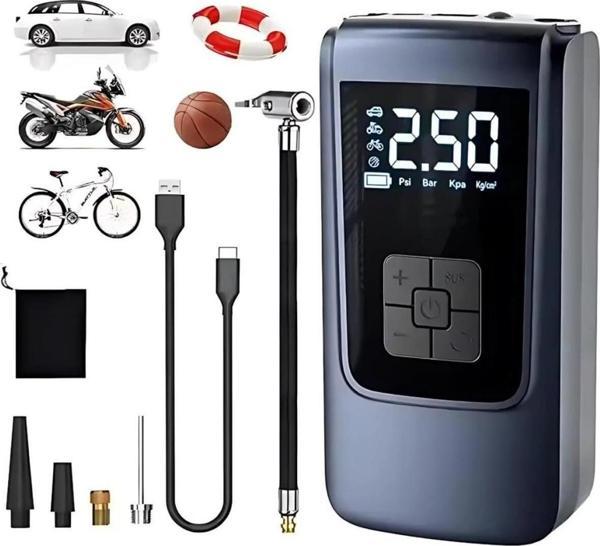 Valkyrie 150PSI 6000mAh Şarjlı Araba Top Bisiklet Hava Pompası LED Akıllı Powerbank - Image 1