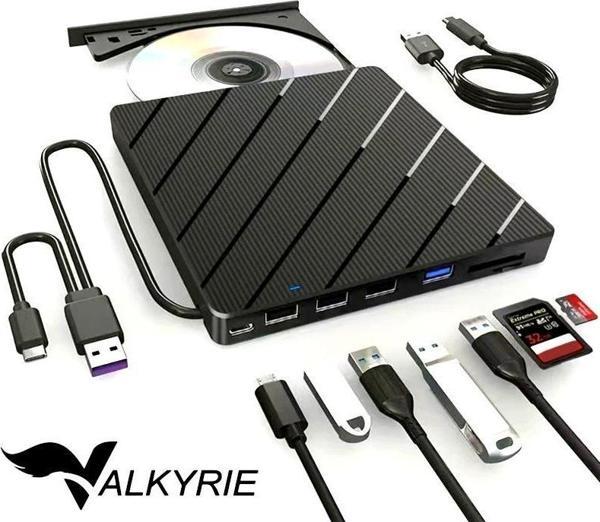Valkyrie Harici CD DVD Okuma Yazma USB 3.0 Hub Çok Amaçlı External Drive TF SD Kart Okuyucu 8in1 - Image 1
