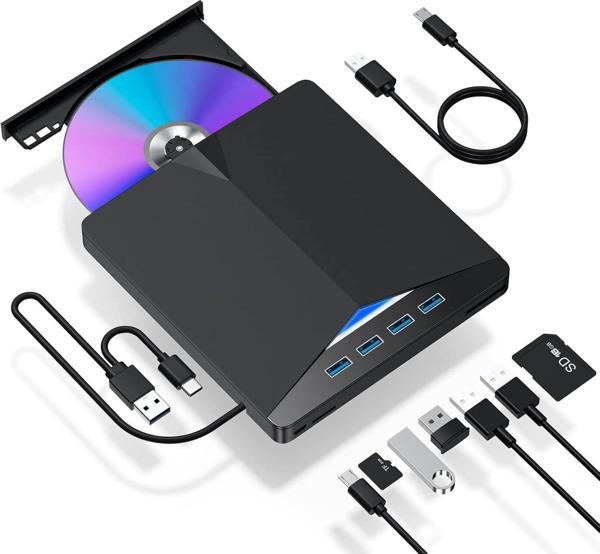 Valkyrie Harici CD DVD Rom Yazıcı Okuyucu USB 3.0 HUB Çoğaltıcı TF SD Kart Okuyucu 7in1 - Image 1