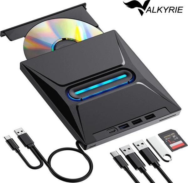 Valkyrie USB 3.0 Harici External CD DVD Okuyucu Yazıcı LED USB Hub TF SD Kart Okuyucu Çoğaltıcı - Image 1