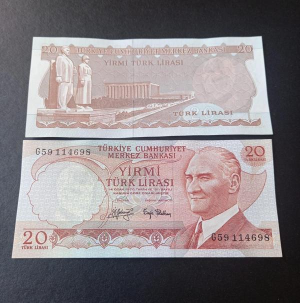 Escoines Koleksiyon 39963685477f34f74a 6.Emisyon 3.Tertip G59 Serisi Çil 20Lira Eski kağıt para - Image 1