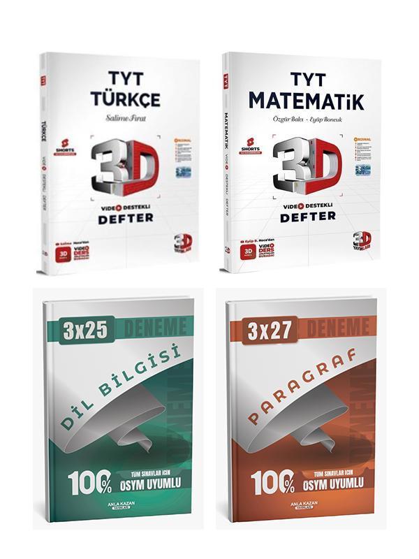3D + Anla Kazan 2026 TYT Türkçe Matematik Video Destekli Defter + Anla Kazan Deneme 4 lü Set - Anla Kazan Yayınları - Image 1