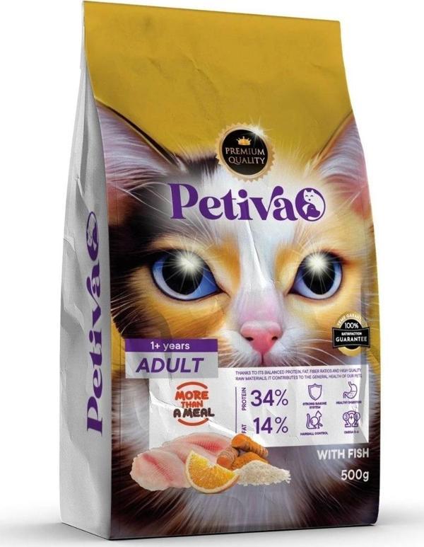 Petiva Yetişkin Balıklı Kedi Maması 500 Gr 5 Adet - Image 1